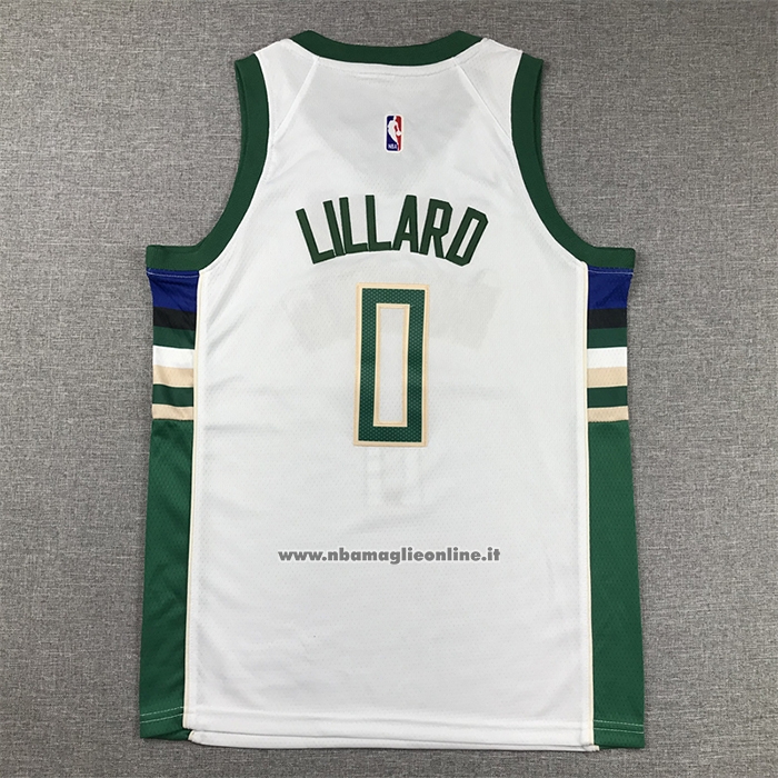 Maglia Bambino Milwaukee Bucks Damian Lillard #0 Association 2022-23 Bianco